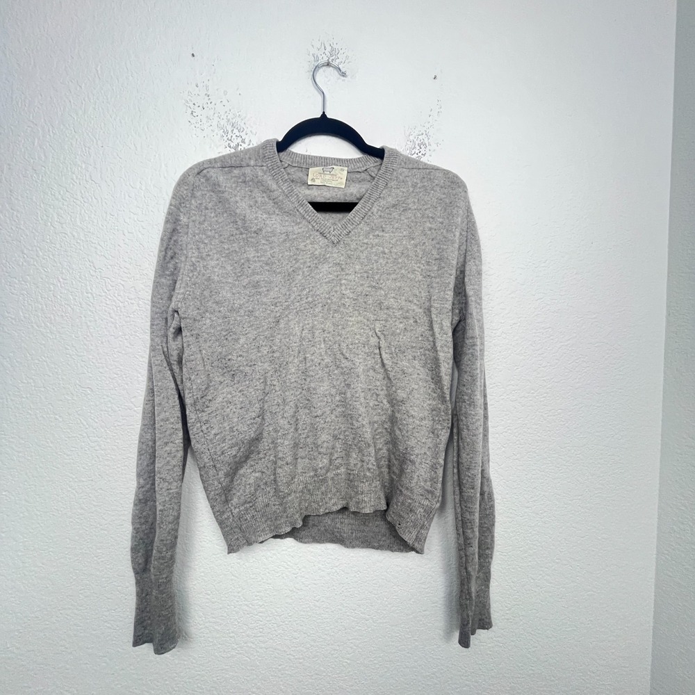 Lord Jeff Sweater Womens XL Gray Virgin Australia Lambswool Raglan Sleeve V-Neck